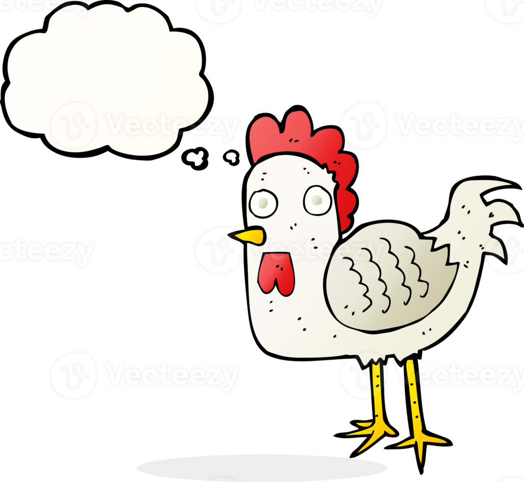 cartoon chicken with thought bubble png