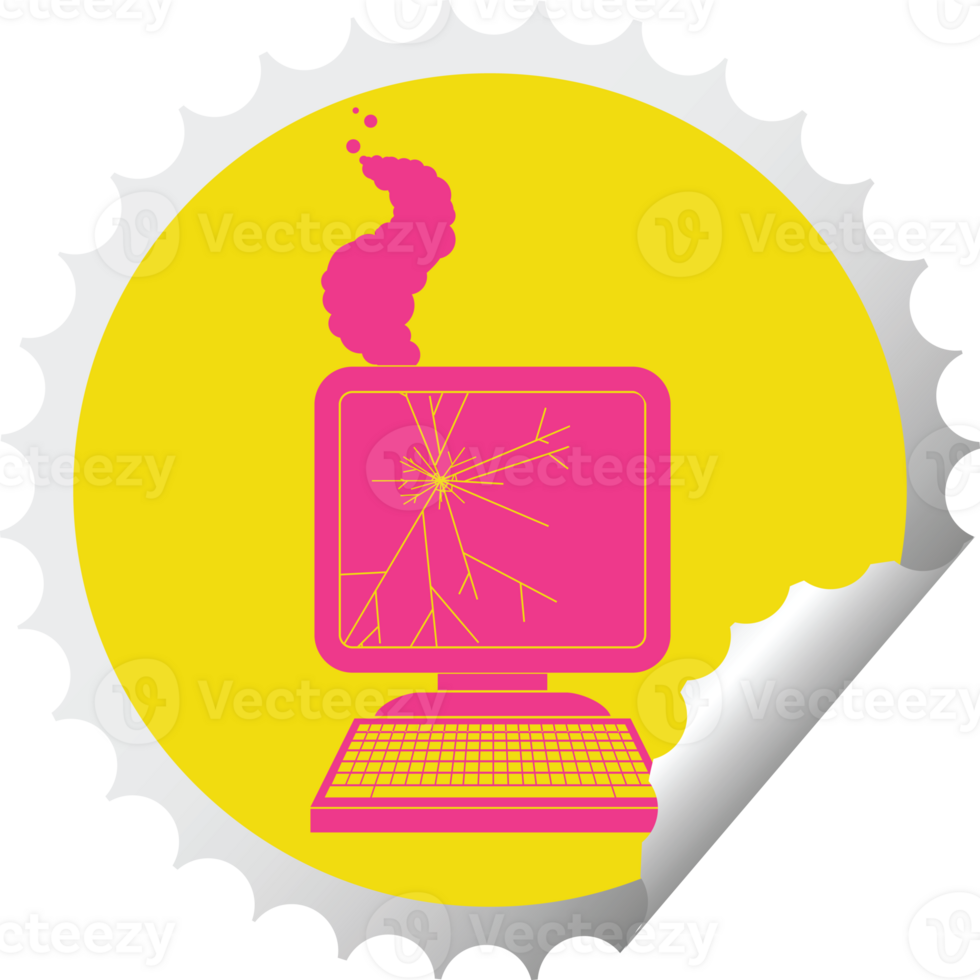 broken computer graphic circular peeling sticker png