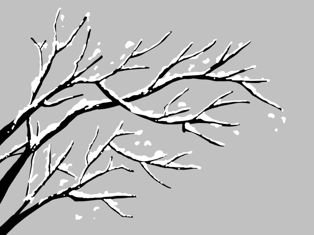 Black Branch Tree or Naked trees silhouettes. Hand drawn isolated illustrations. vector