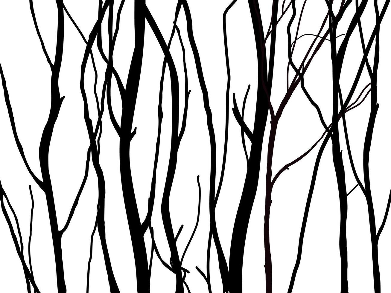 Black Branch Tree or Naked trees silhouettes. Hand drawn isolated illustrations. vector