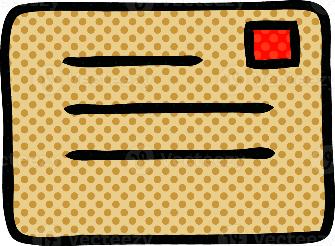 comic book style cartoon of a paper envelope png