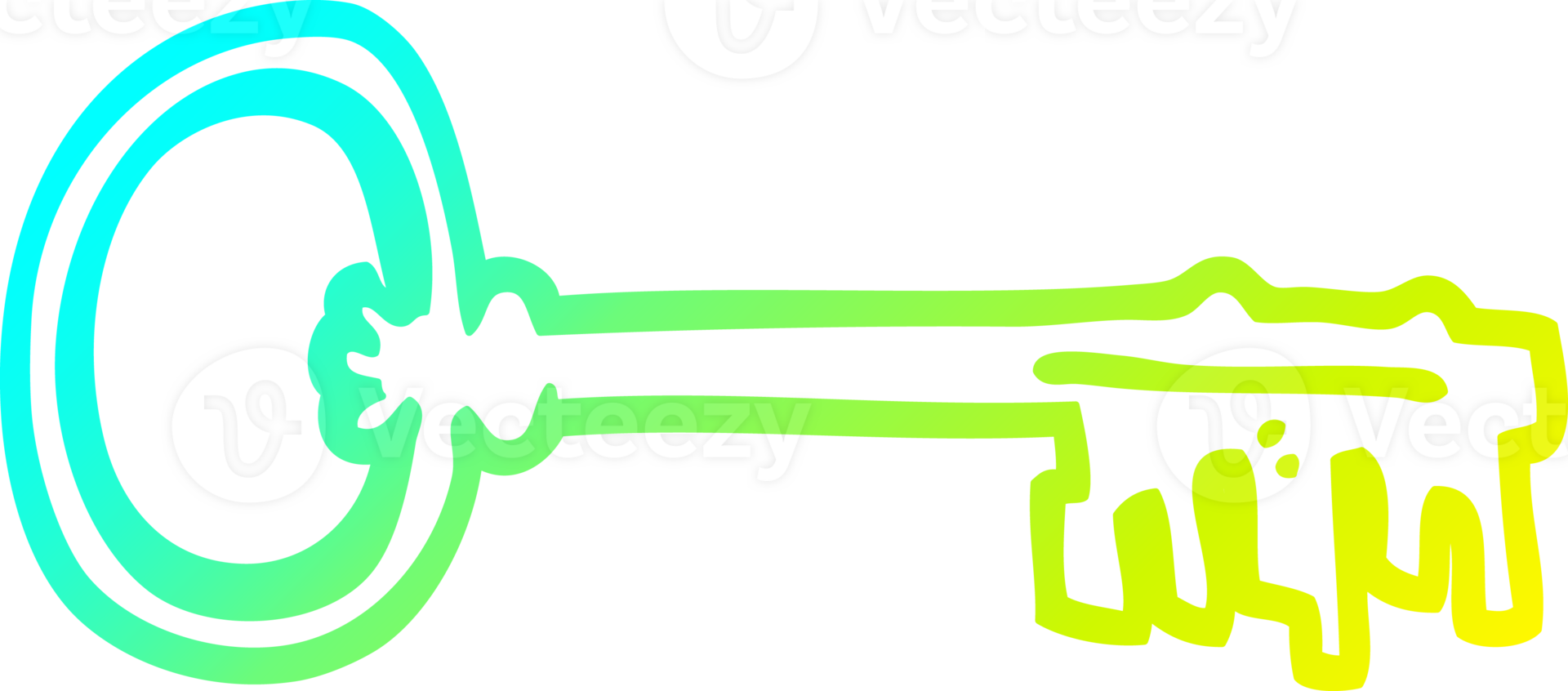 cold gradient line drawing of a cartoon old key png