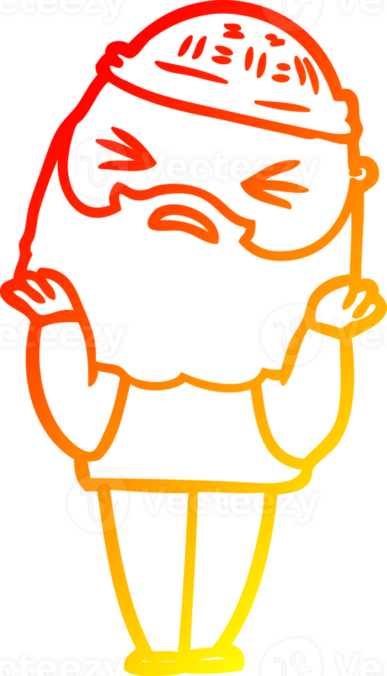 warm gradient line drawing of a cartoon man with beard png