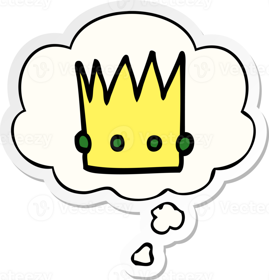 cartoon crown with thought bubble as a printed sticker png