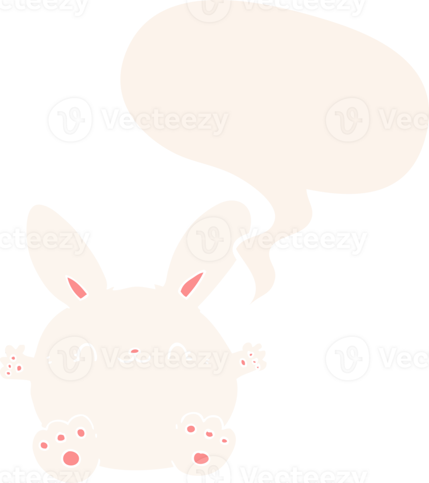 cute cartoon rabbit with speech bubble in retro style png