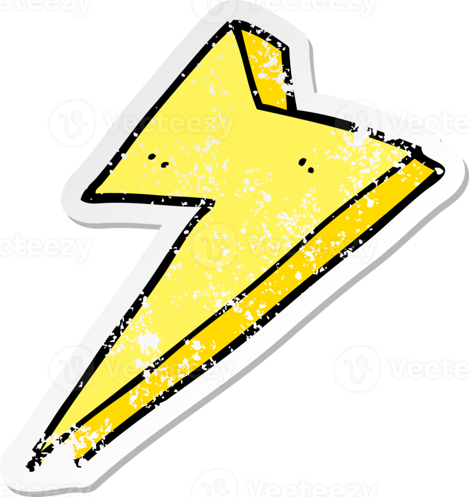 distressed sticker of a cartoon lightning png