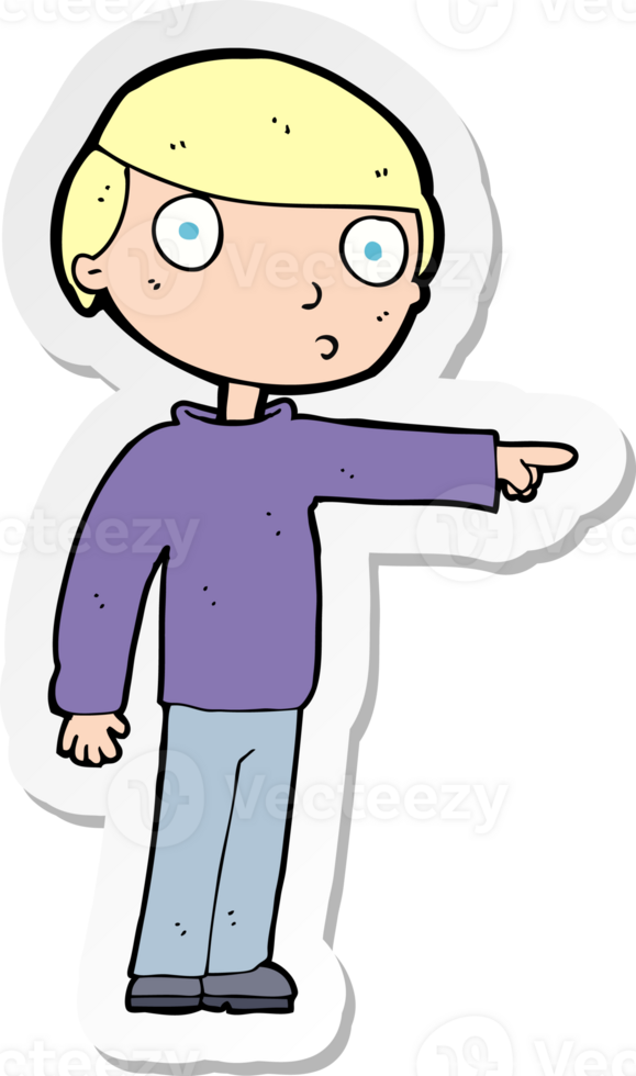 sticker of a cartoon man pointing png