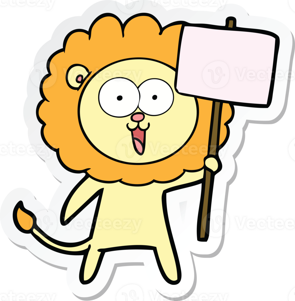 klistermärke av ett lyckligt tecknat lejon png