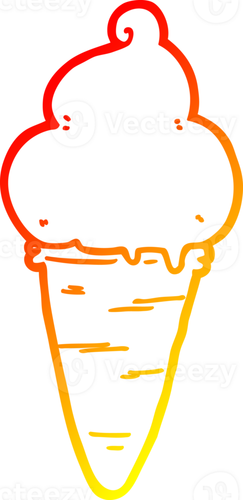 warm gradient line drawing of a cartoon ice cream png