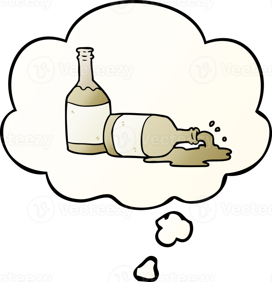 cartoon beer bottles with thought bubble in smooth gradient style png