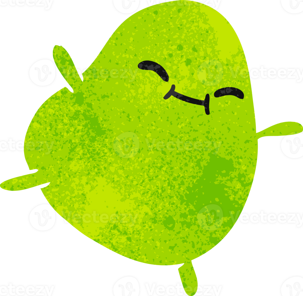 hand drawn retro cartoon of a cute jumping bean png
