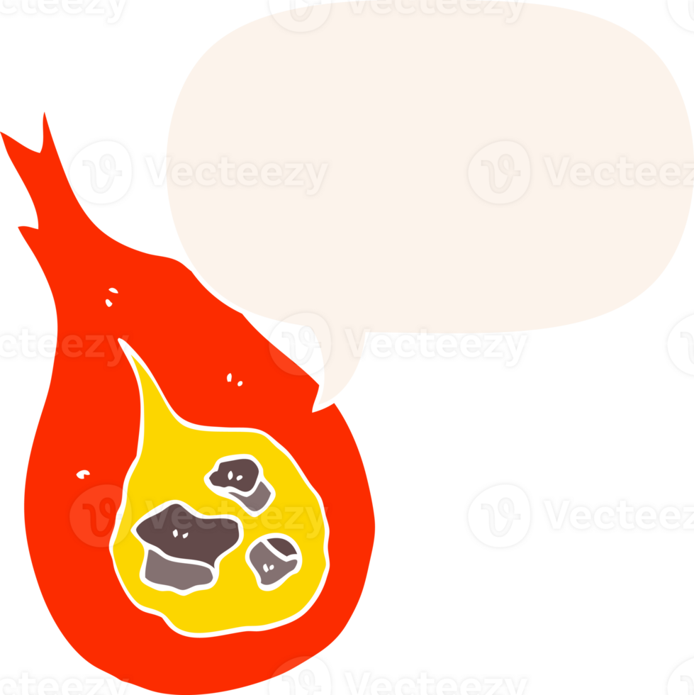 cartoon fireball with speech bubble in retro style png