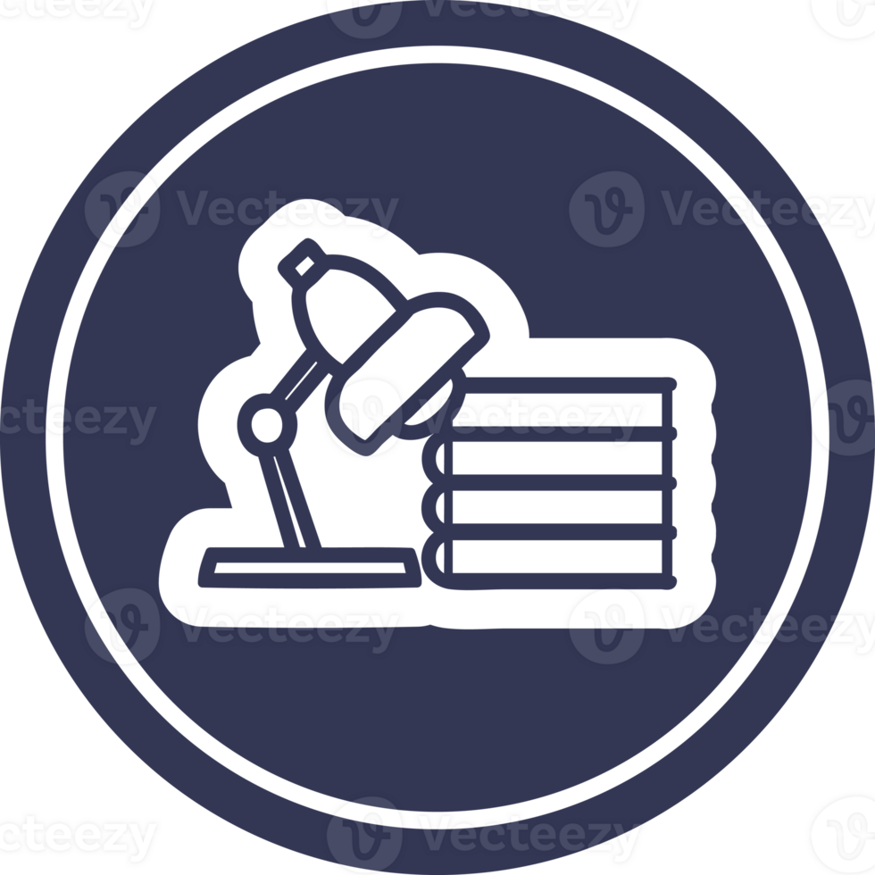 lamp and study books circular icon symbol png