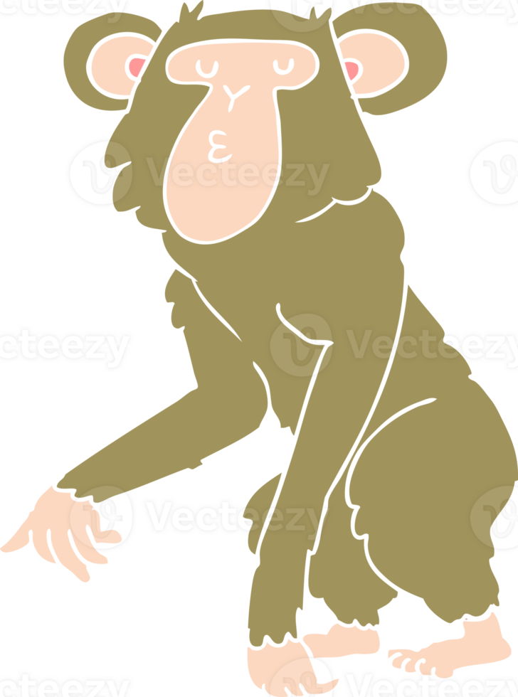 flat color style cartoon chimpanzee png