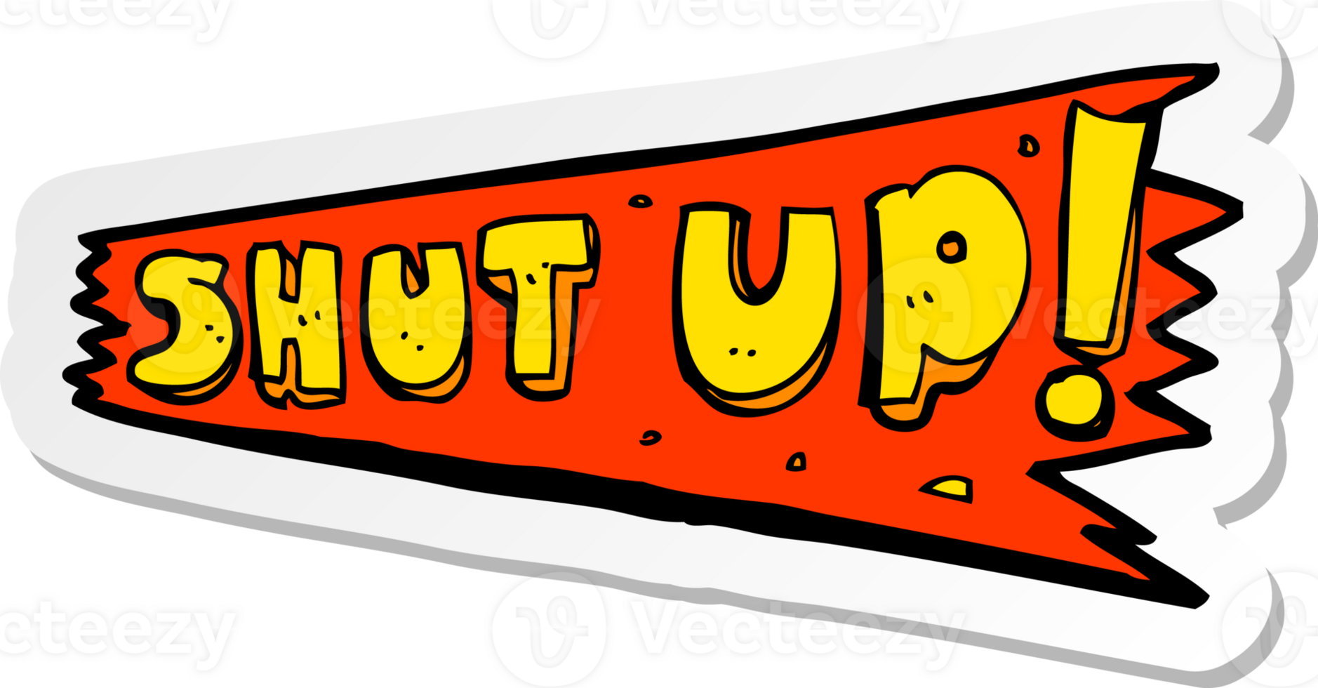 sticker of a cartoon shut up sign png