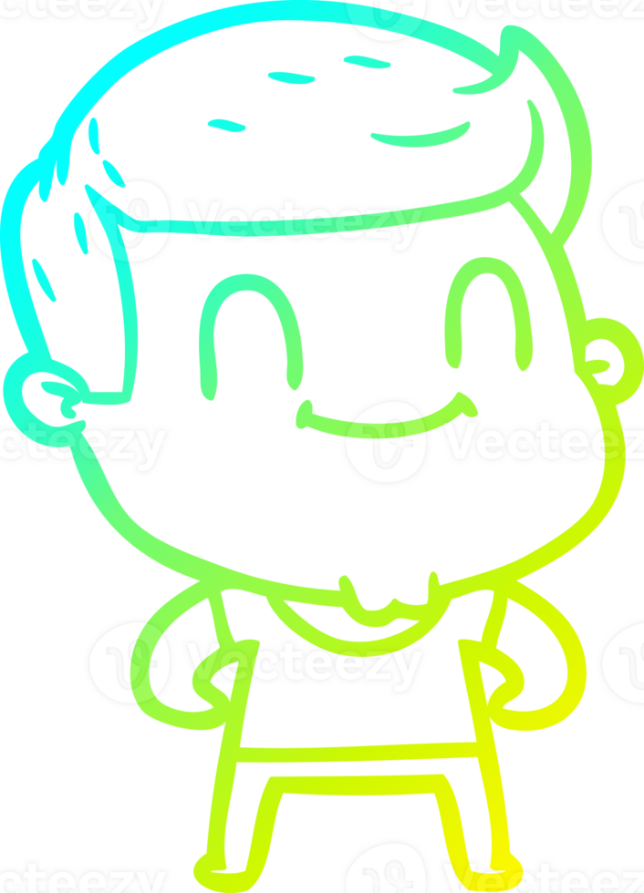 cold gradient line drawing of a cartoon friendly man png