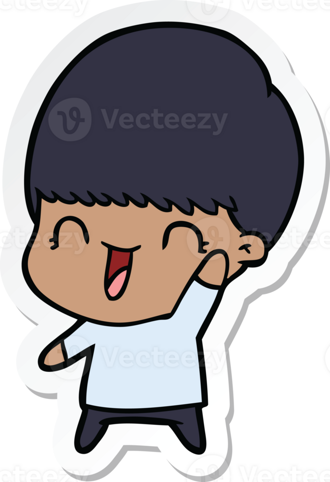 sticker of a happy cartoon boy png