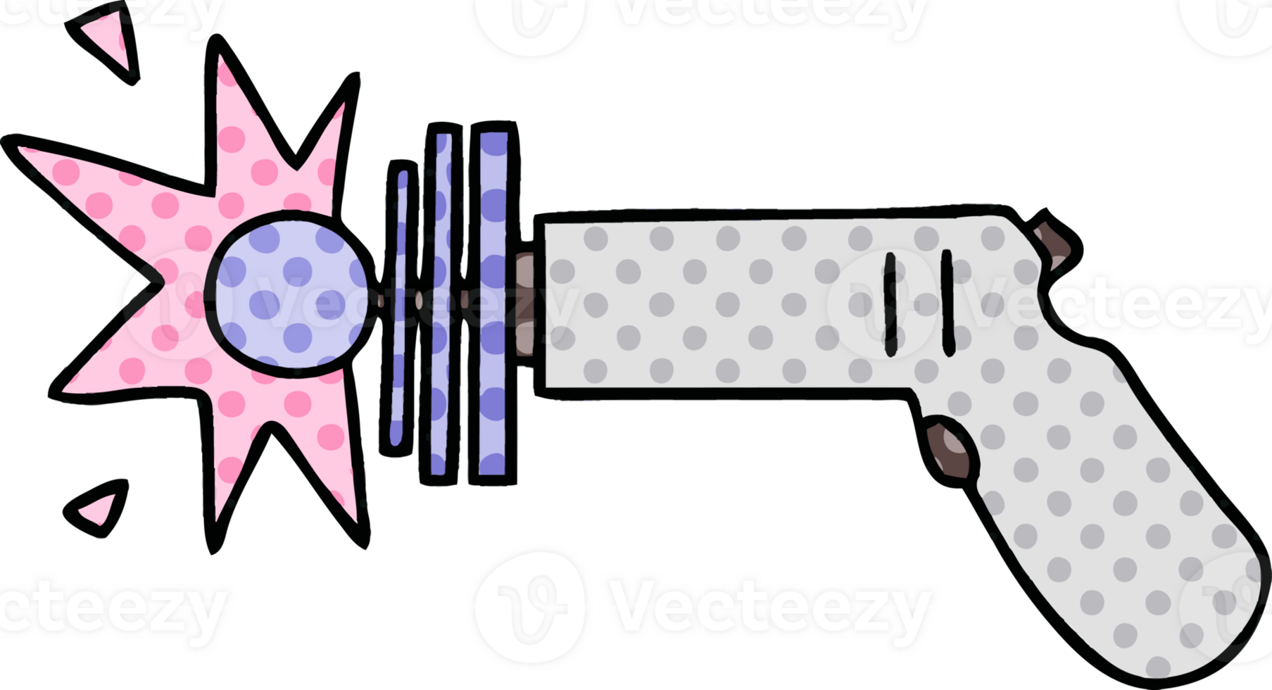 comic book style quirky cartoon ray gun png