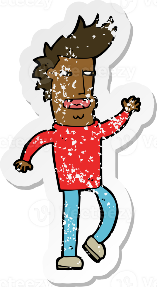 retro distressed sticker of a cartoon loudmouth man png