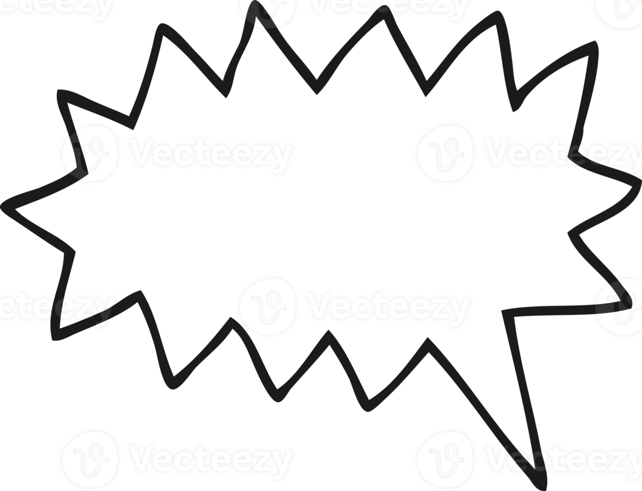 hand drawn black and white cartoon simple shout bubble doodle png