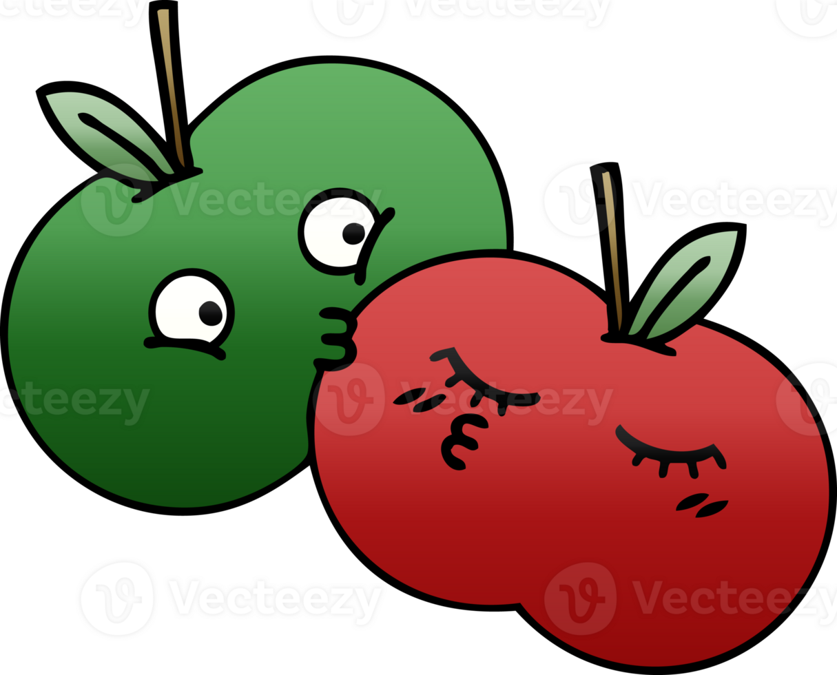 gradient shaded cartoon of a juicy apple png