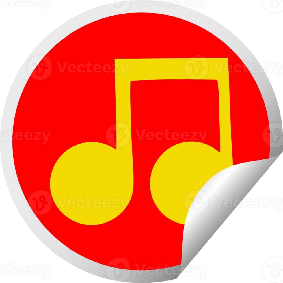 circular peeling sticker cartoon of a musical note png