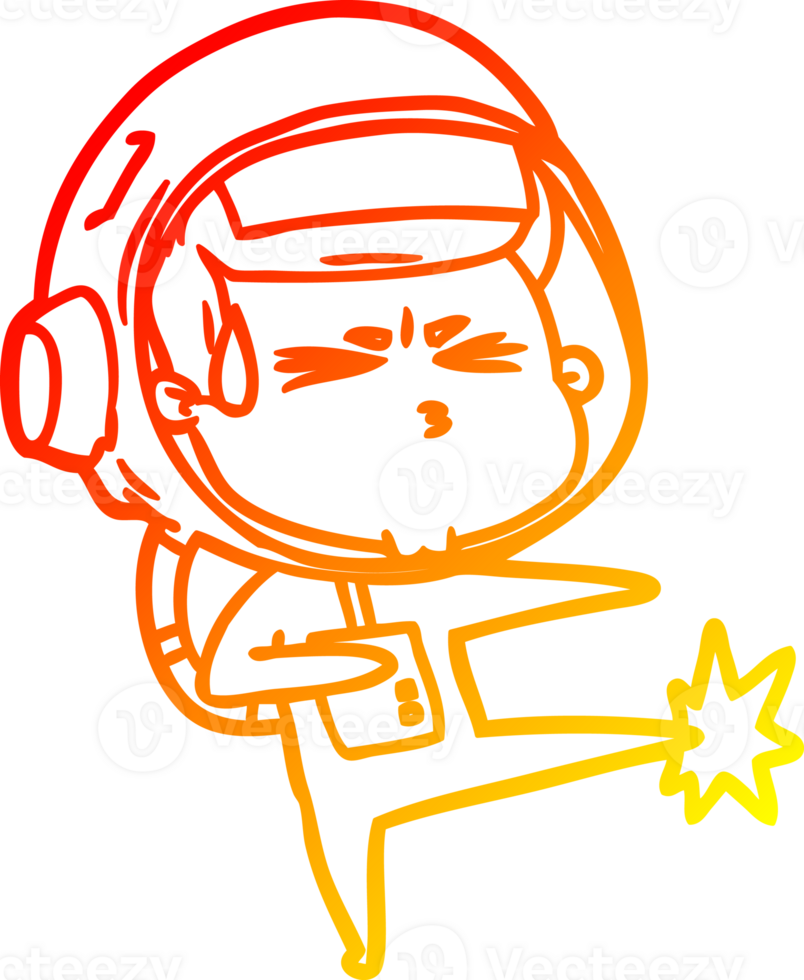 warm gradient line drawing of a cartoon stressed astronaut png