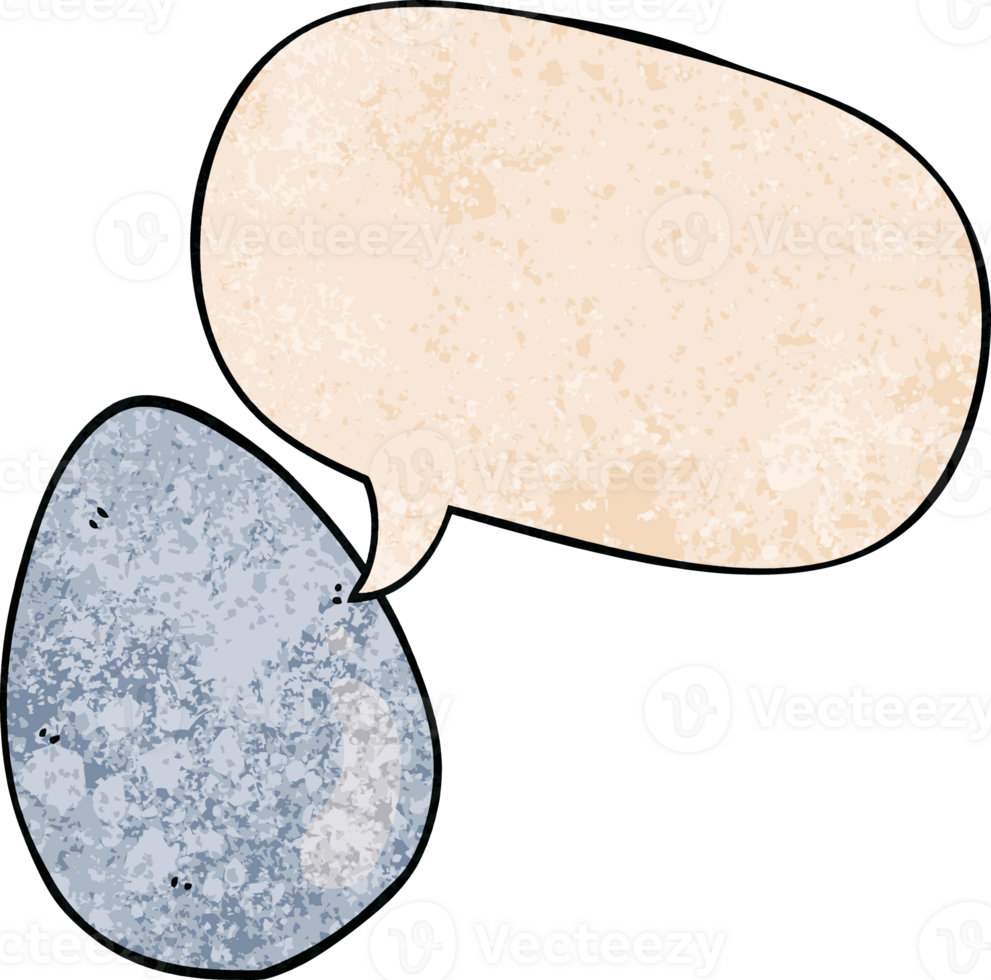 cartoon egg with speech bubble in retro texture style png