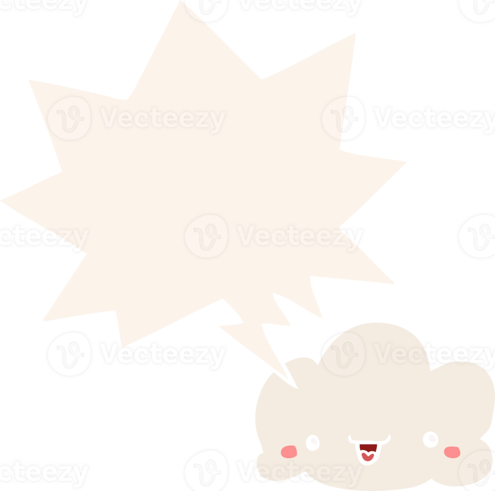 cartoon cloud with speech bubble in retro style png