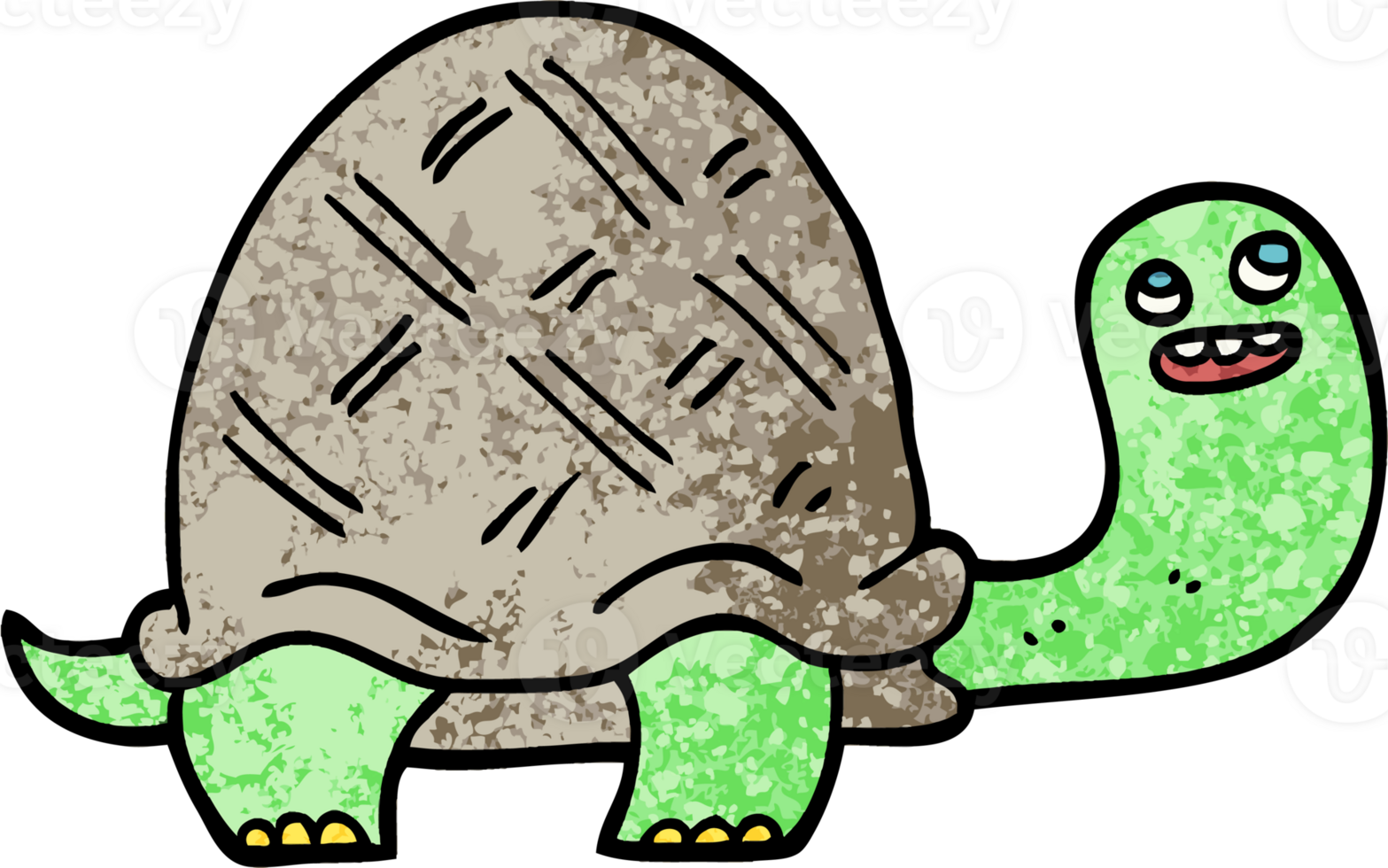 grunge textured illustration cartoon happy turtle png