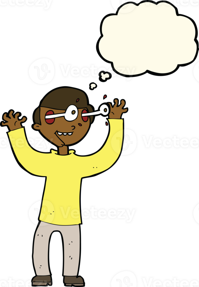cartoon man with eyes popping out of head with thought bubble png