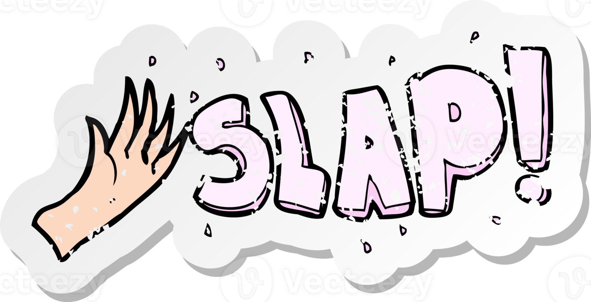 retro distressed sticker of a cartoon slap png