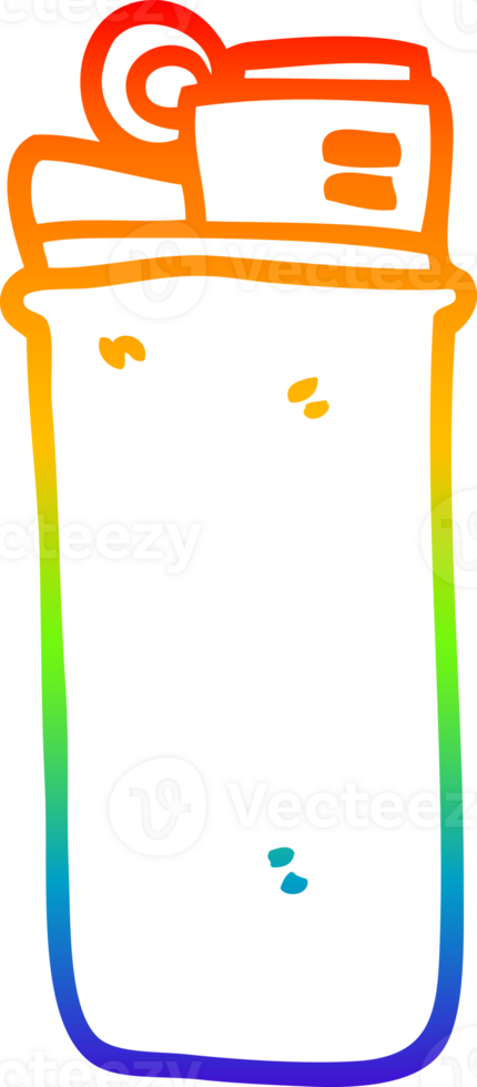 rainbow gradient line drawing of a cartoon disposable lighter png