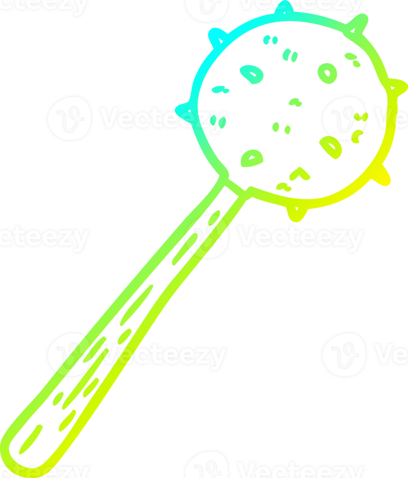 cold gradient line drawing of a medieval mace weapon png