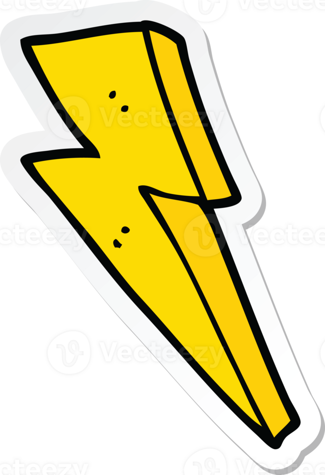 sticker of a cartoon lightning bolt png