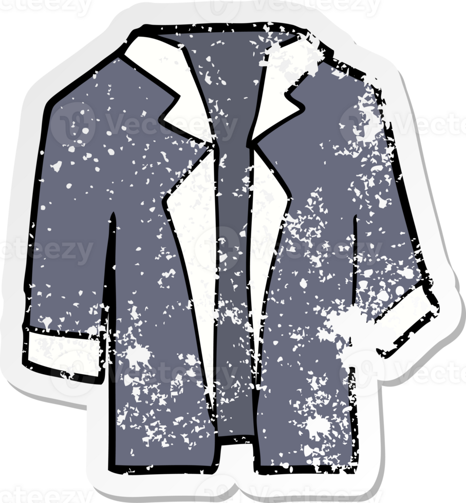 distressed sticker of a cartoon suit shirt png