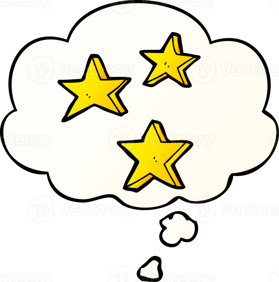 cartoon stars with thought bubble in smooth gradient style png