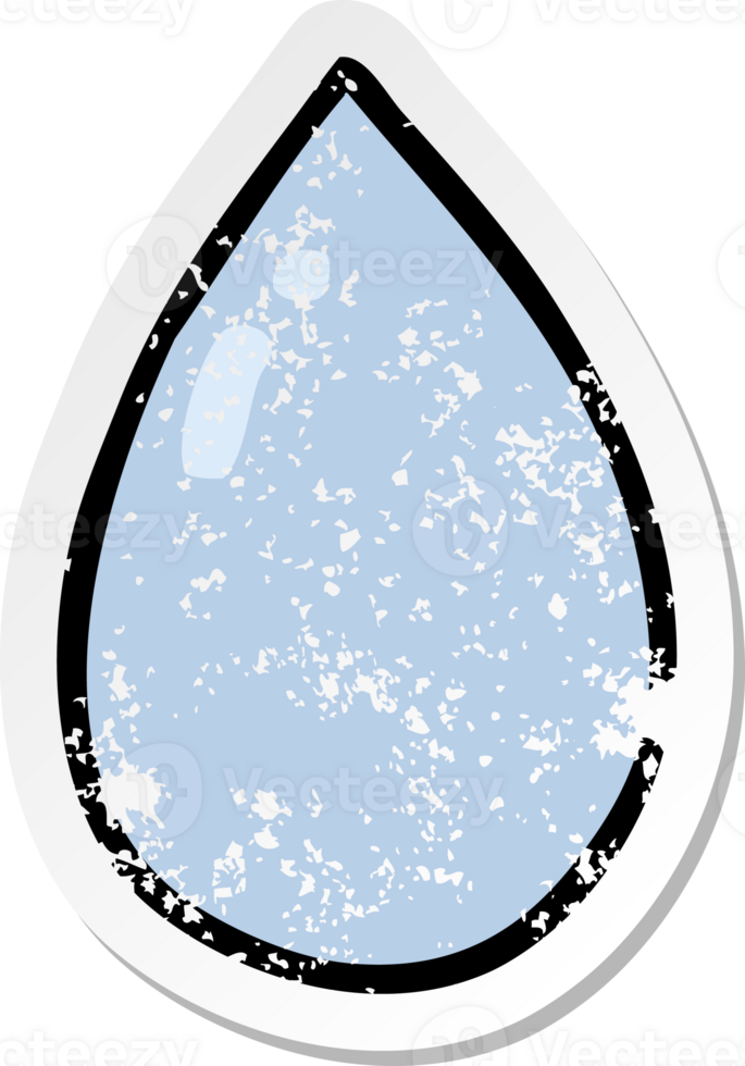 distressed sticker of a cartoon water droplet png