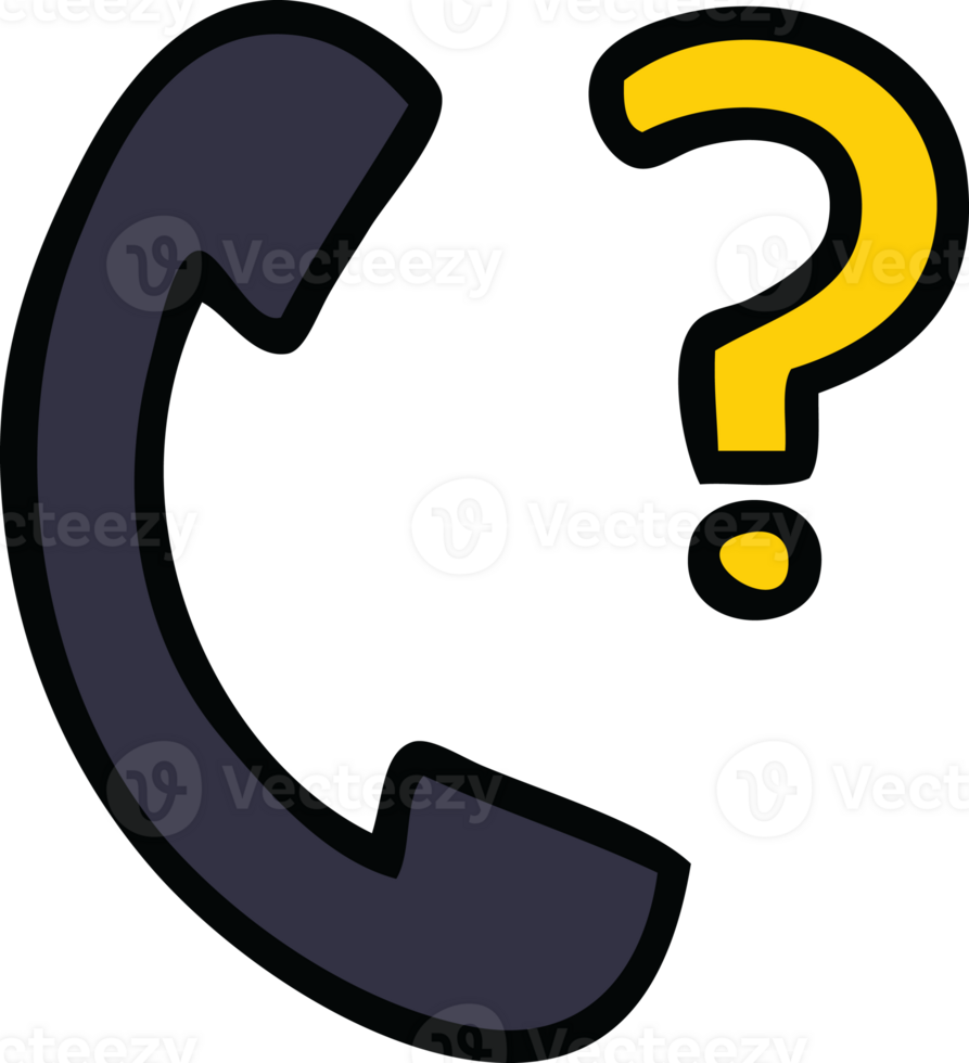 cute cartoon of a telephone receiver with question mark png