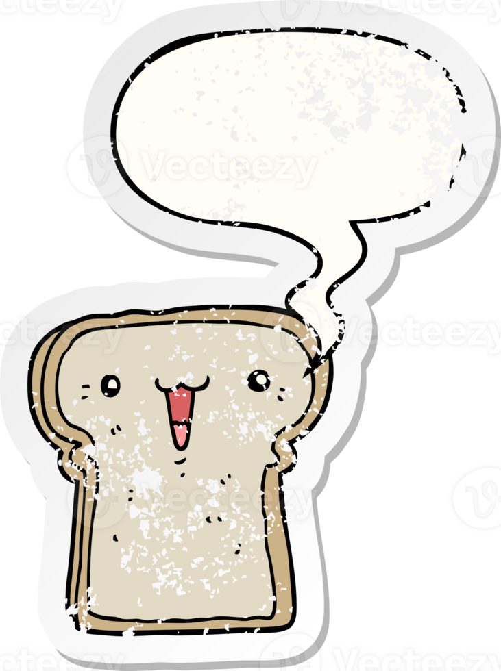cute cartoon drawing with speech bubble distressed distressed old sticker png