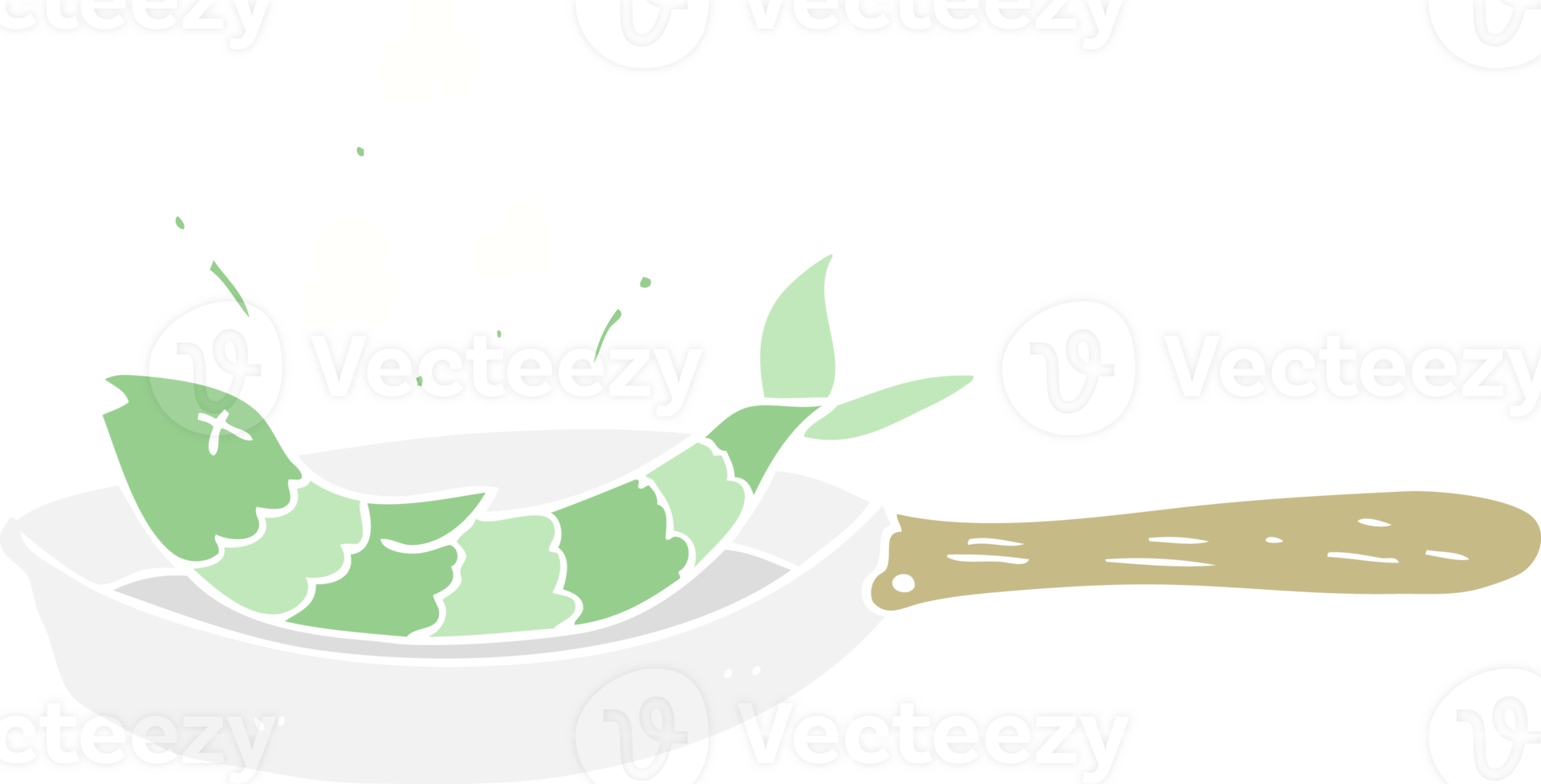 flat color illustration of frying fish png