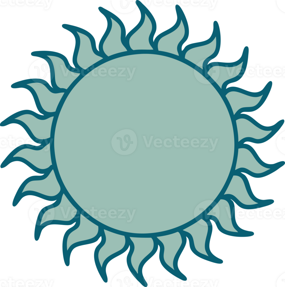 iconic tattoo style image of a sun png
