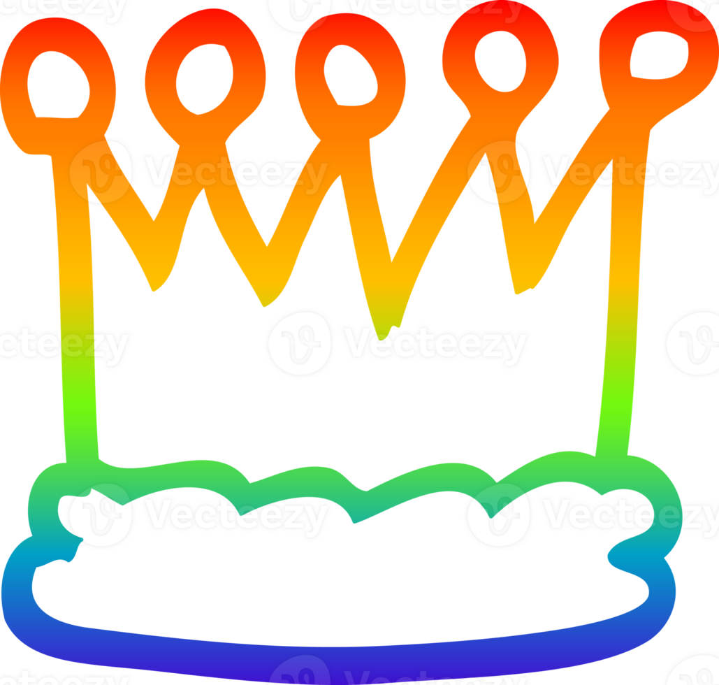 rainbow gradient line drawing of a cartoon gold crown png
