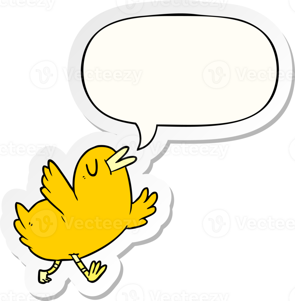 cartoon happy bird with speech bubble sticker png