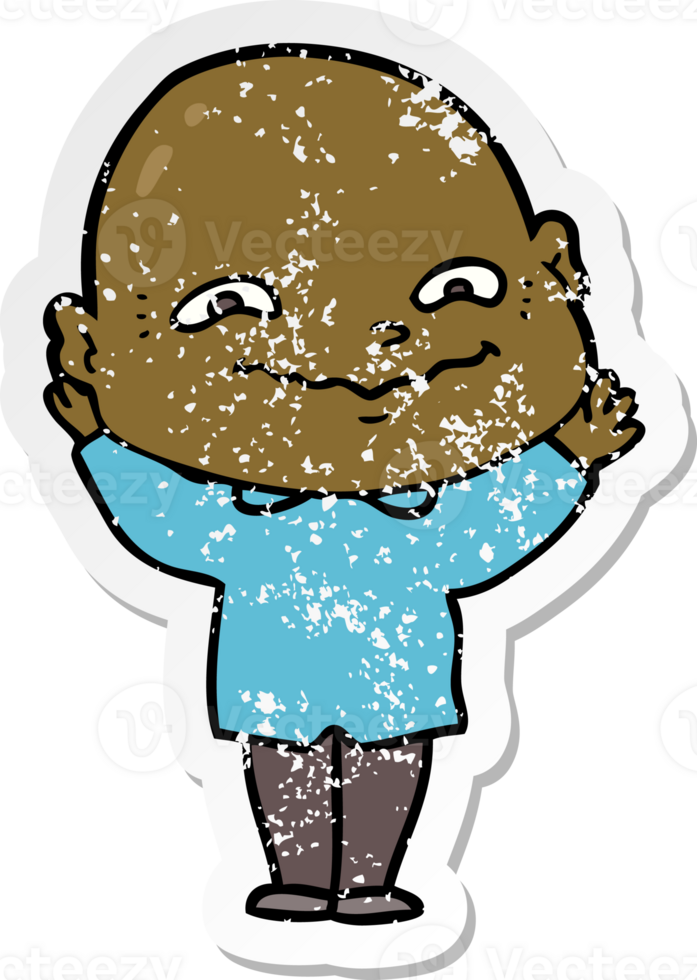 distressed sticker of a cartoon creepy guy png