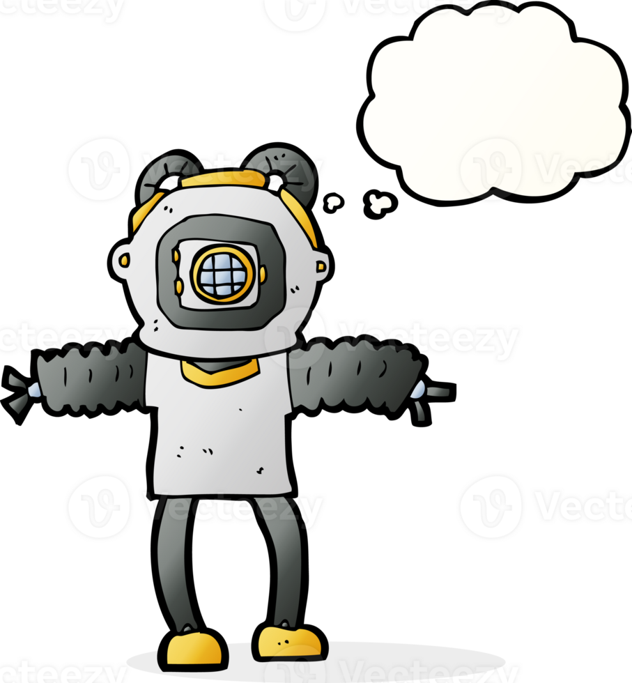cartoon deep sea diver with thought bubble png