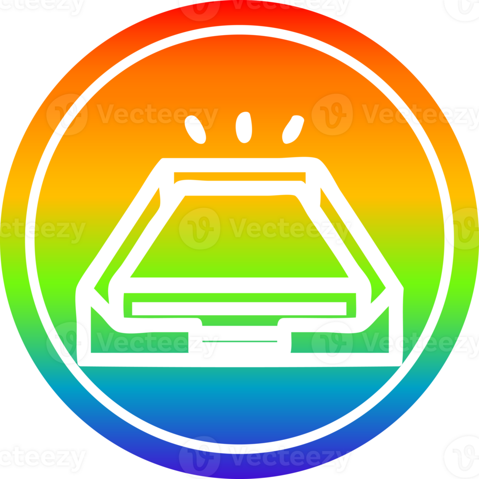 low office paper stack circular icon with rainbow gradient finish png