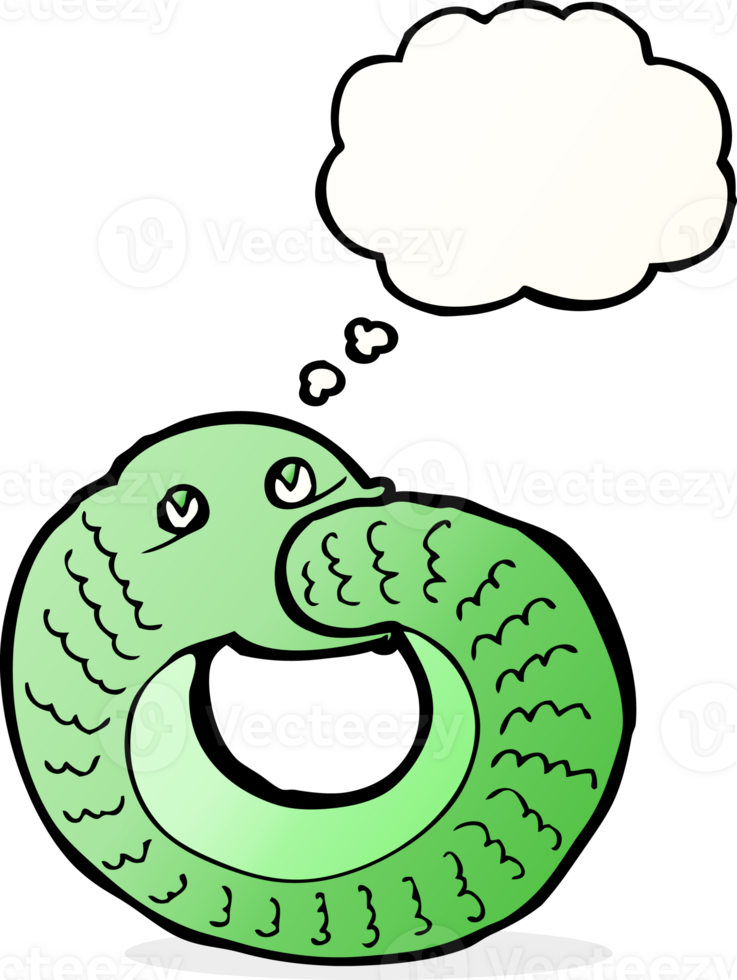 cartoon snake eating own tail with thought bubble png