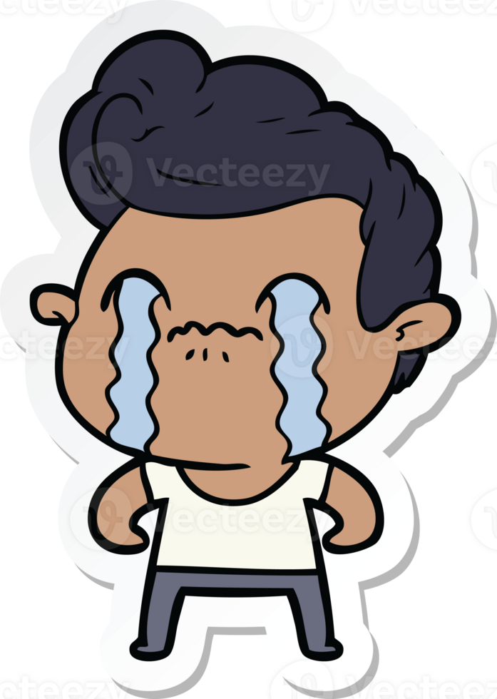 sticker of a cartoon man crying png