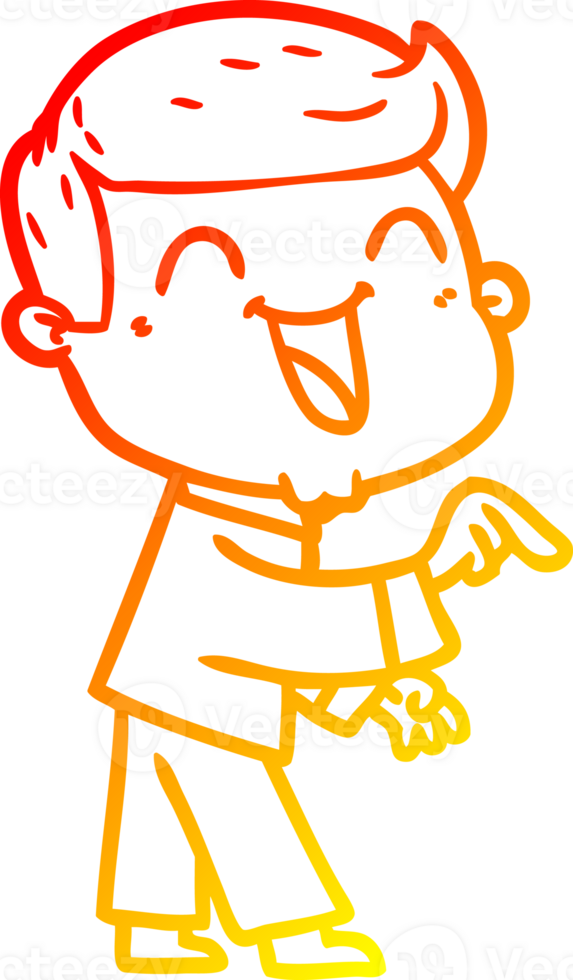 warm gradient line drawing of a cartoon man laughing png